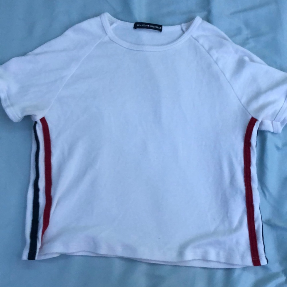 Brandy Melville white shirt with red and navy